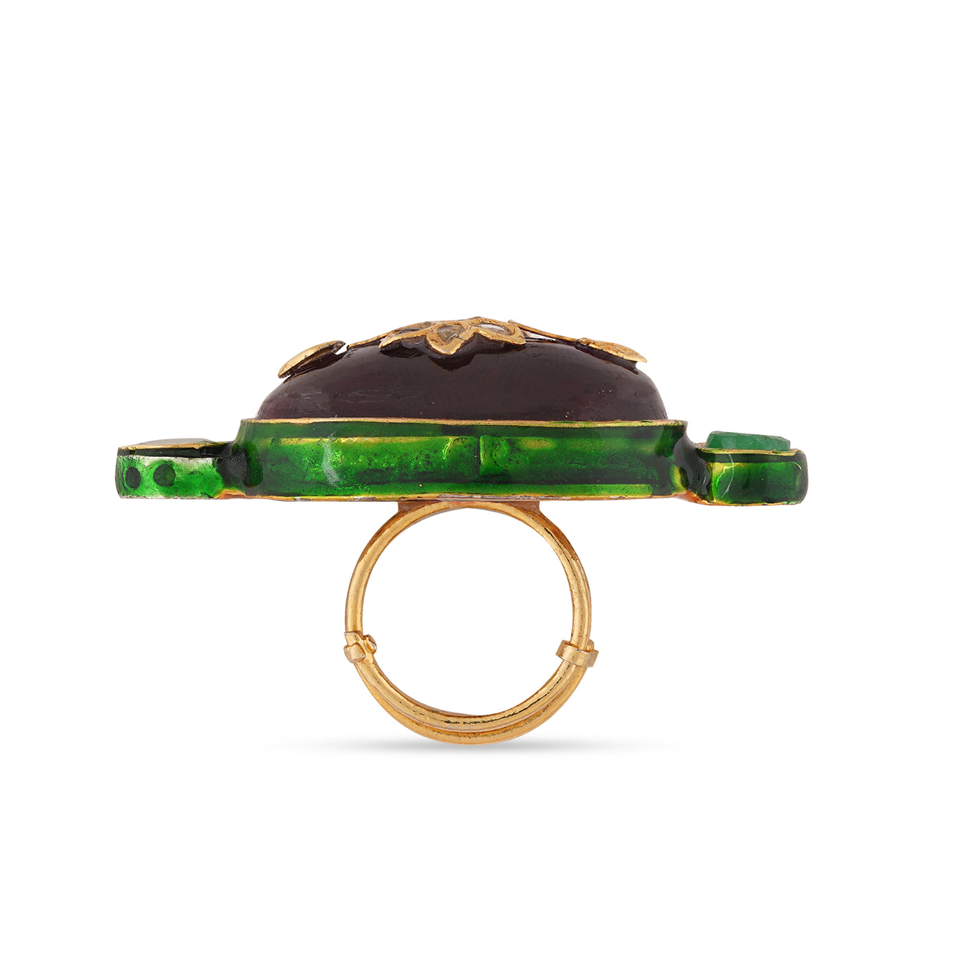 Maroon Stone Kundan Ring