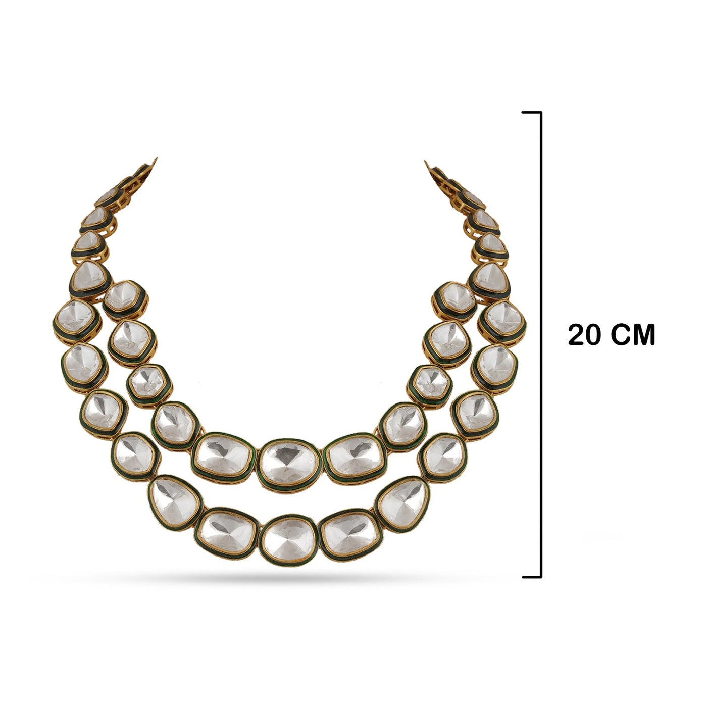 Double Layer Polki Necklace with measurements in cm. 20cm.
