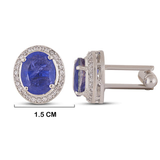 Purple Stoned CZ Cufflinks with measurements in cm. 1.5cm.