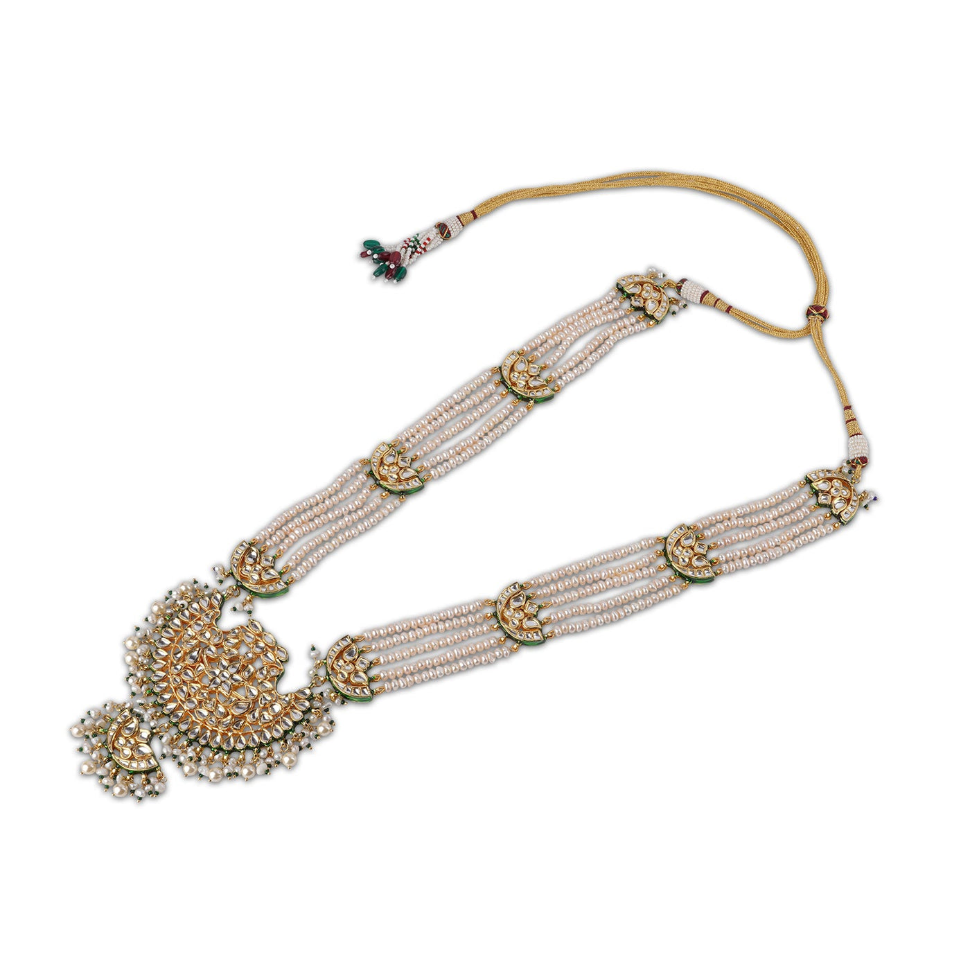 Kundan Pearl Stranded Long Necklace