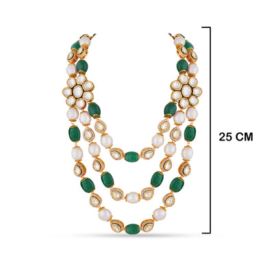 Green and White Kundan Long Necklace