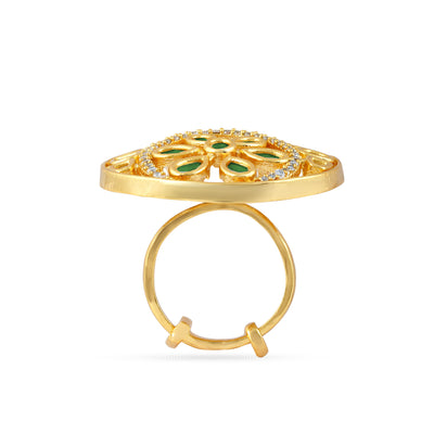 Gold plated kundan ring - side view