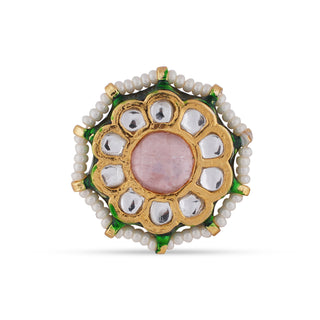 Pink Centred Kundan Ring