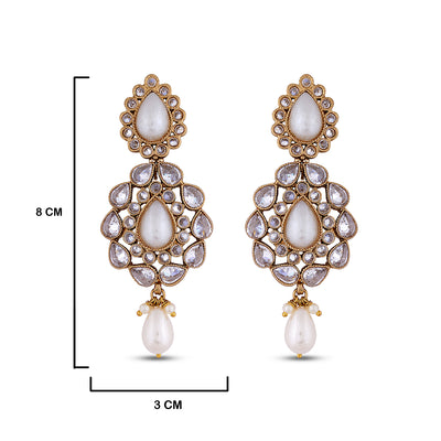 Multi Layered Pearl Earrings with measurements in cm. 8cm by 3cm.