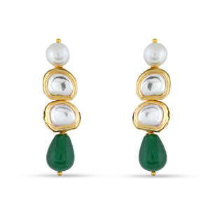 Green Drop Polki Dangle Earrings