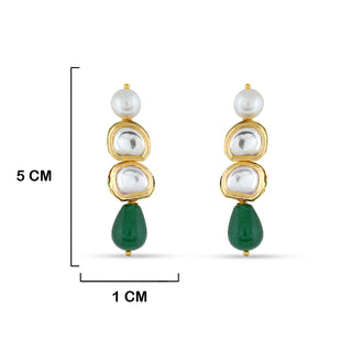 Green Drop Polki Dangle Earrings