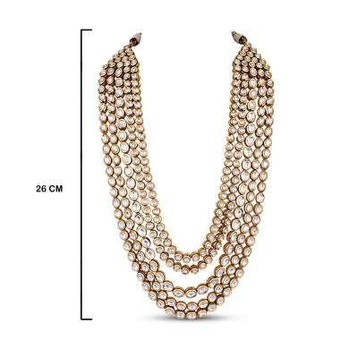Multi Layer Polki Long Necklace with measurements in cm. 26cm.