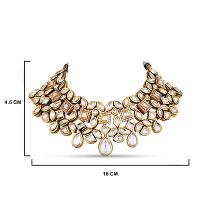  Classic Polki Studded Choker with measurements in cm. 4.5cm by 16cm.