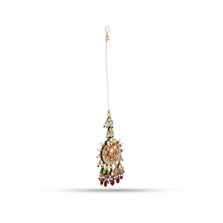 Kundan Red Bead Maang Tikka