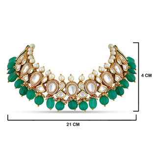 Green Drop Polki Choker with measurements in mc. 21 by 4cm.