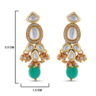 Green Drop Polki Earrings with measurements in cm. 5.5 by 1.5cm.