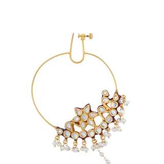 Pearl Chain Kundan Nose Ring 