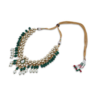 Green Bead Pearl Drop Kundan Choker full view.