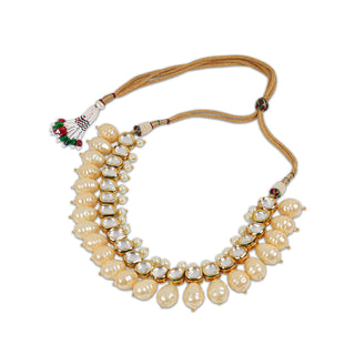 Pearl and White Bead Polki Choker Set