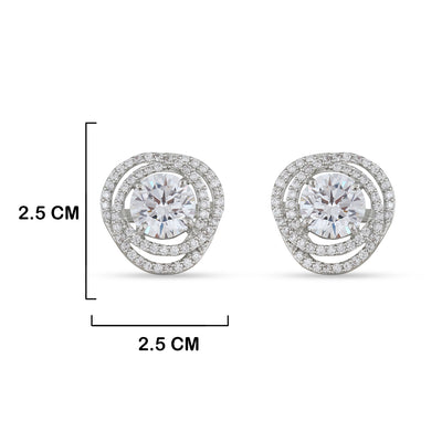 Cubic Zirconia Solitaire Earrings with Measurements