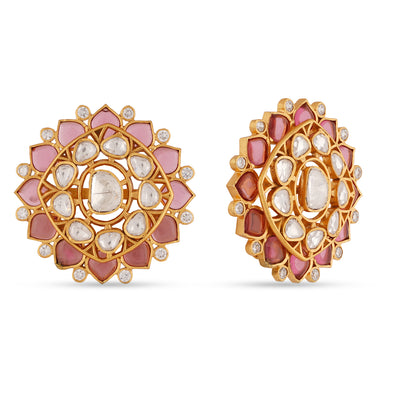 Pink and Gold Stud Earrings