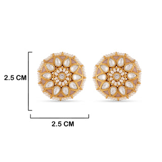  Pearled Kundan Stud Earrings