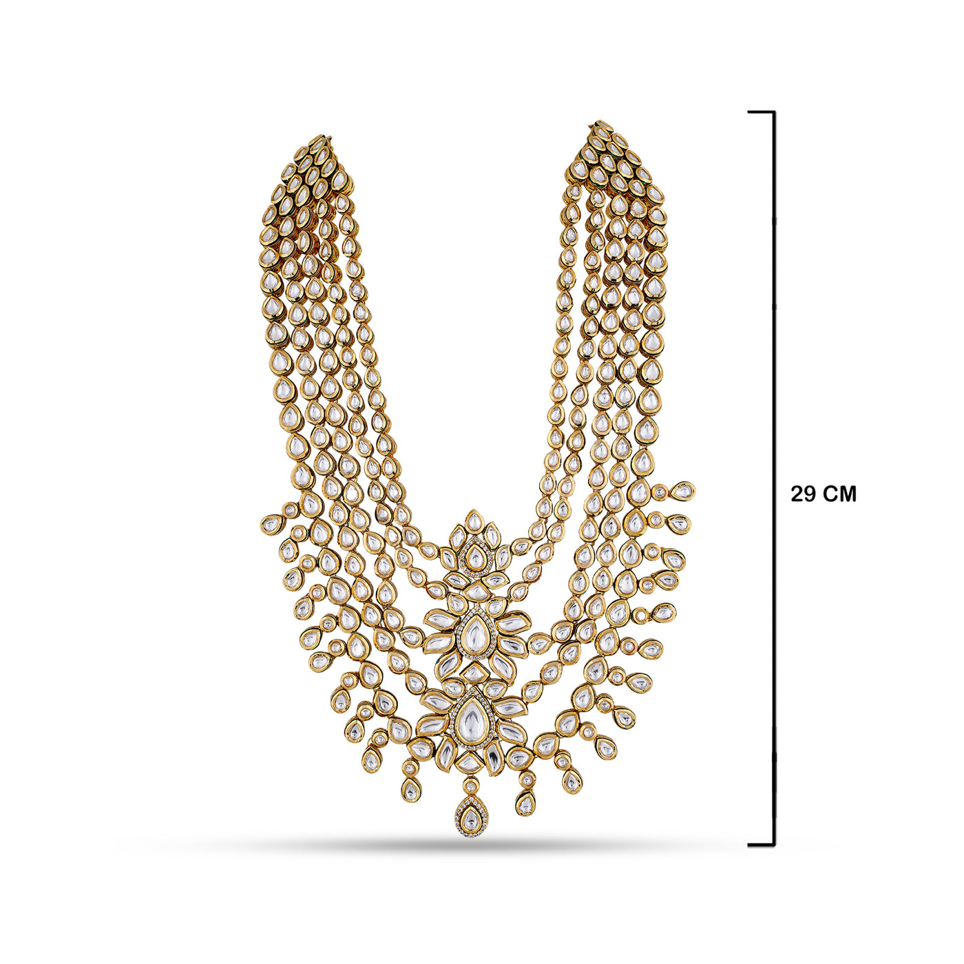 Kundan Studded Necklace with measurements in cm. 29cm.