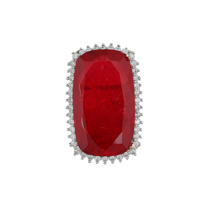 American Diamond Red Stoned Ring