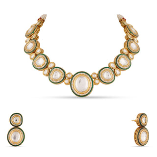  Single Line Polki and Meenakari Necklace Set