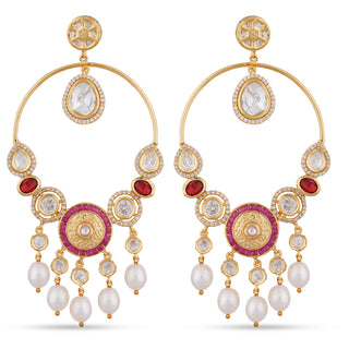  Kundan Pearl Drop Dangle Earrings