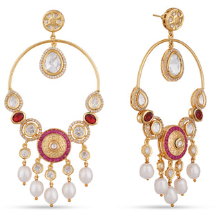  Kundan Pearl Drop Dangle Earrings