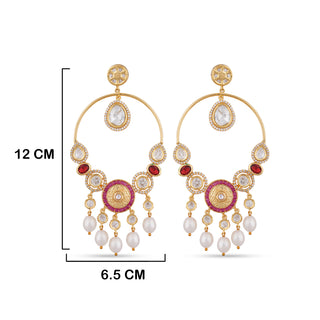  Kundan Pearl Drop Dangle Earrings