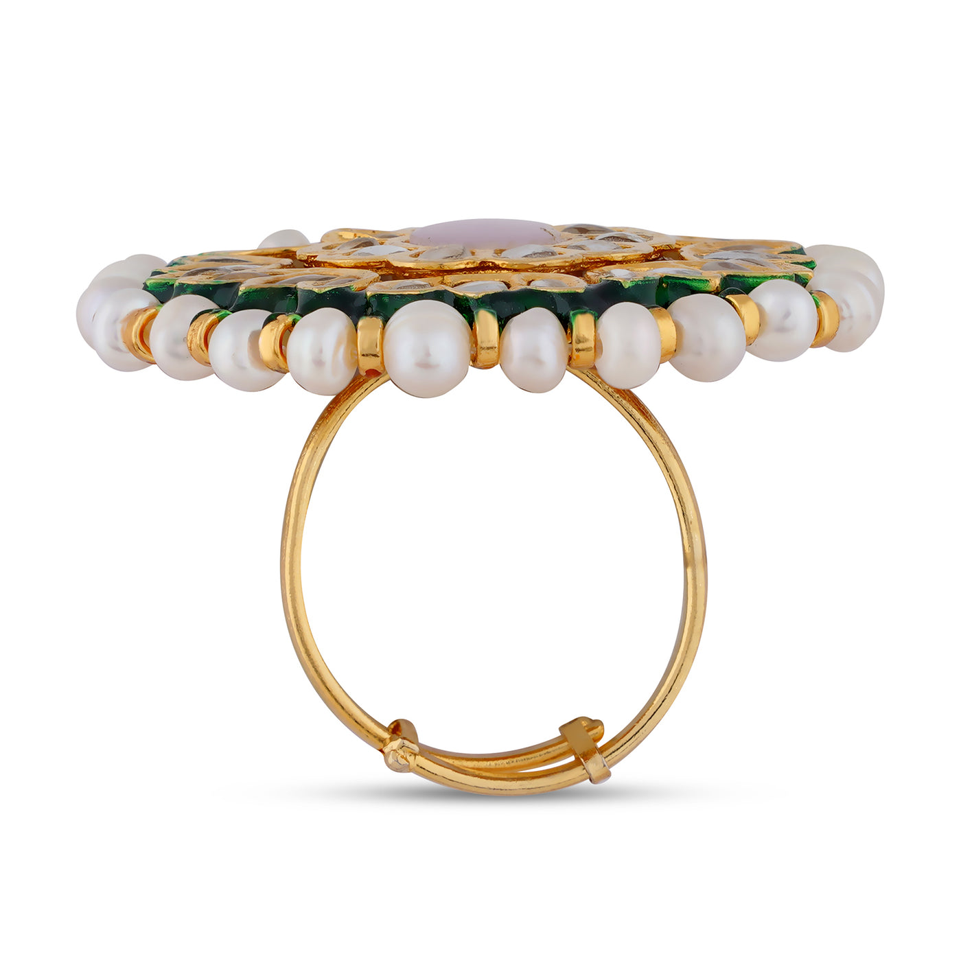 Pearled Flower Kundan Ring