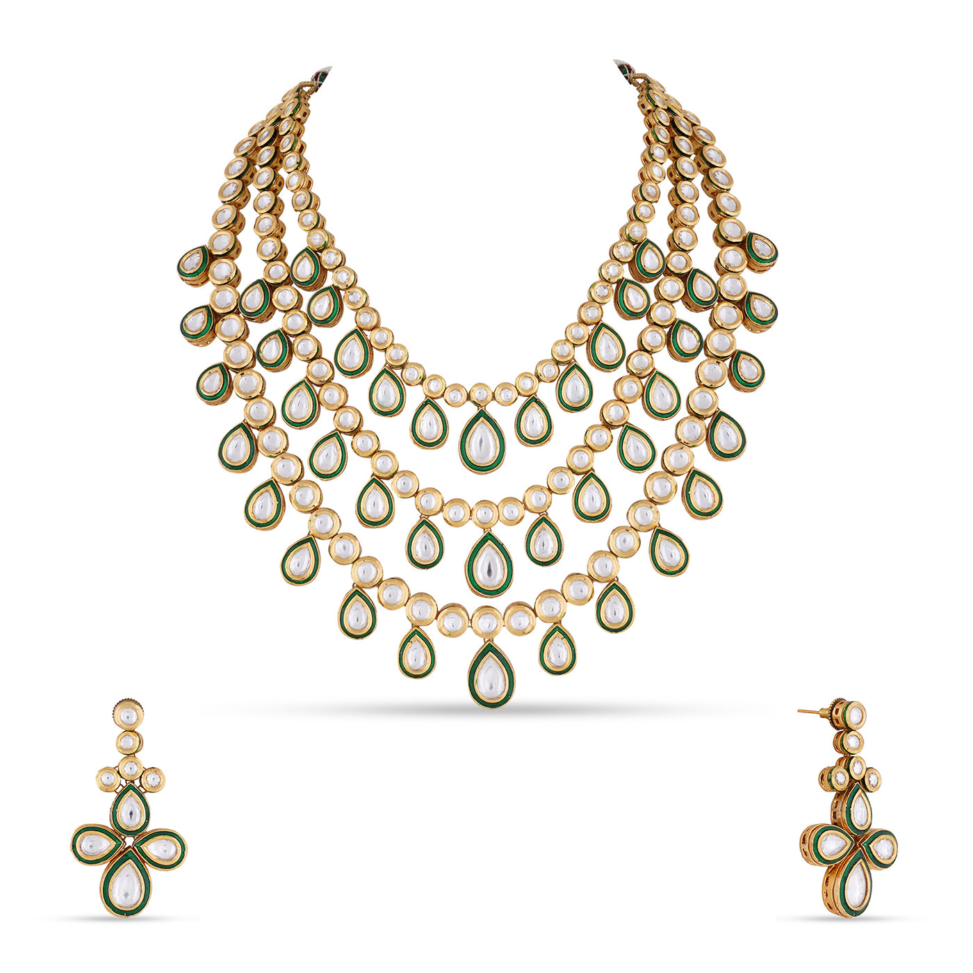  Polki Studded Triple Strand Necklace