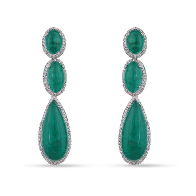 Aqua Green Stone CZ Dangle Earrings