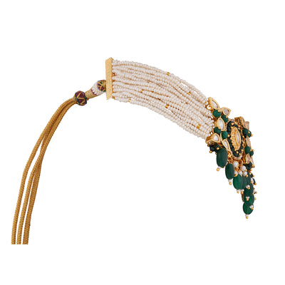 Basilia - Kundan choker with Green beads