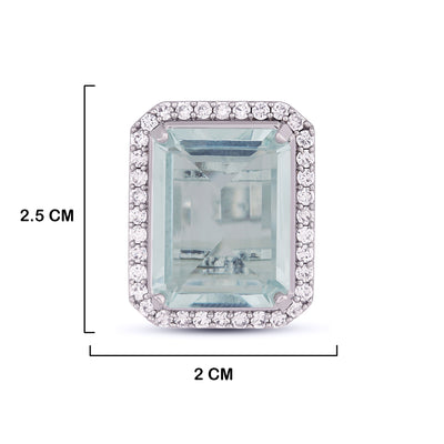 Blue Stoned Cubic Zirconia Ring Measurements in cm. Stone is 2.5 by 2cm. 