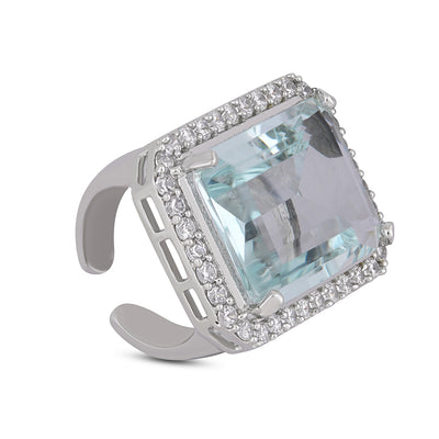 Blue Stoned Cubic Zirconia Ring Side View.