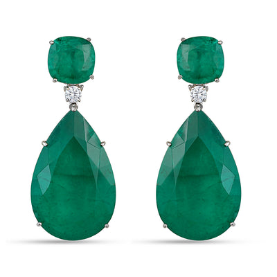 Cubic Zirconia Emerald Drop Earrings