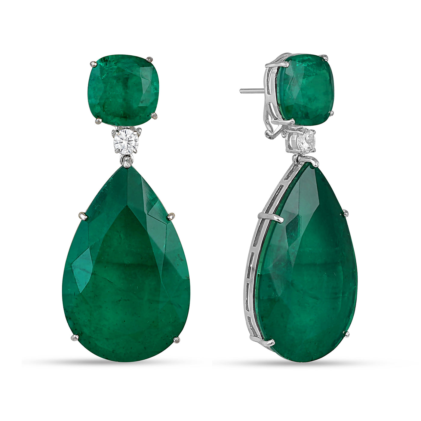 Cubic Zirconia Emerald Drop Earrings