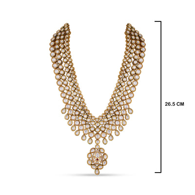 Multi-Layered Kundan Long Necklace with measurements in cm. 26.5cm.