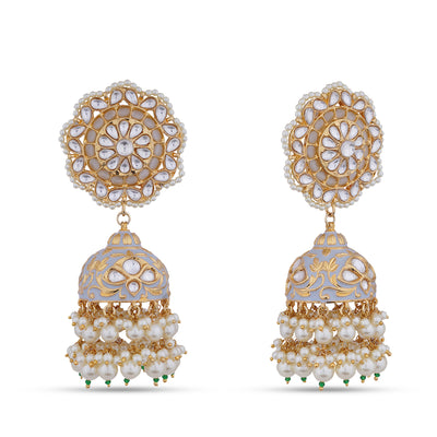Pearled Jhumki Kundan Earrings