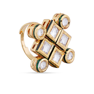 Diamond Shaped Kundan Ring