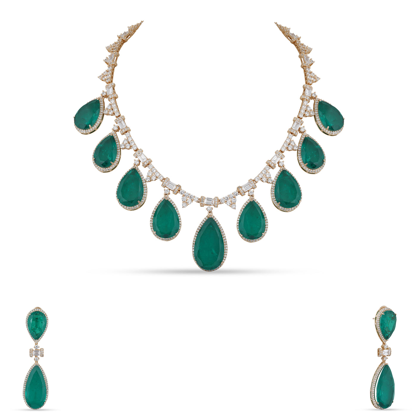 Emerald Green Tear Drop Necklace Set