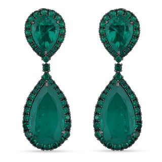 Liss Rina in Flora -  Emerald Green Doublet Drop Earrings