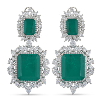 Green Gemstone CZ Earrings