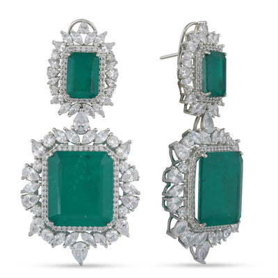 Green Gemstone CZ Earrings