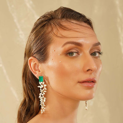 Yamaam - CZ & Green Doublet Earrings